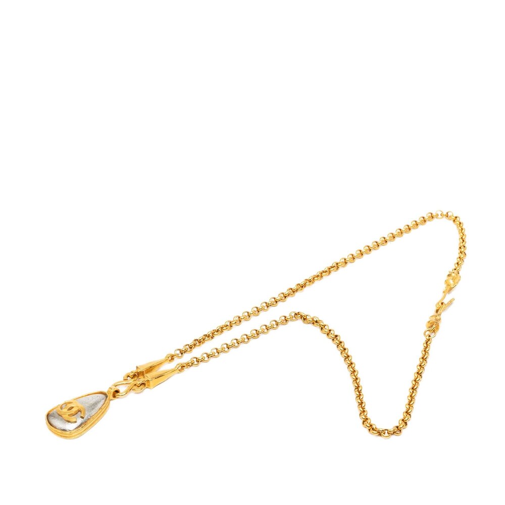 Pre-Loved Chanel CC Gold Plated Teardrop Pendant Necklace
